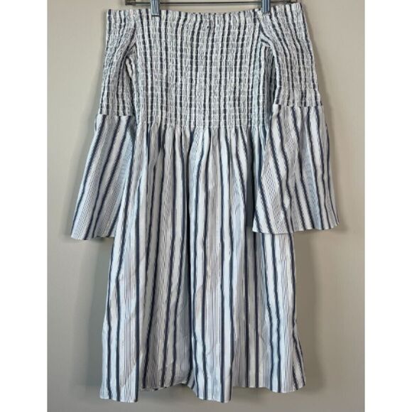 Sam Edelman Striped Off Y2K The Shoulder Bell Sleeve Dress Women's Size 4 - Picture 7 of 7
